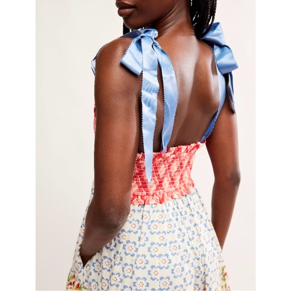 NWT Free People Bluebell Patchwork Maxi Dress in Cherry Combo - Picture 2 of 15